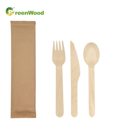 Wooden Tableware Set |Disposable Wooden Cutlery| Set For Food Catering Birch Material Cutlery Kit