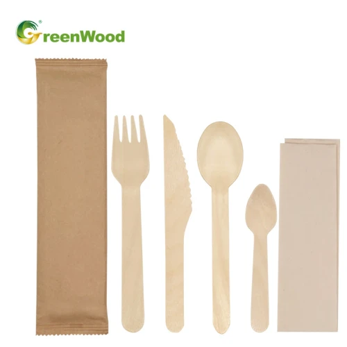 Wooden Tableware Set |Disposable Wooden Cutlery| Set For Food Catering Birch Material Cutlery Kit