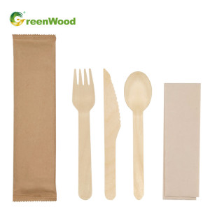 Wooden Tableware Set Disposable Wooden Cutlery Set For Food Catering Birch Material Cutlery Kit