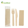Eco-Friendly Disposable Wooden Cutlery Kit with OPP Wrapped