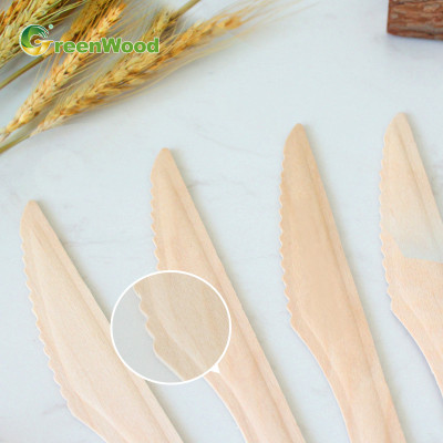 165mm Disposable Wooden Knife With Raised Handle | Natural Biodegradable Compostable Wooden Knife