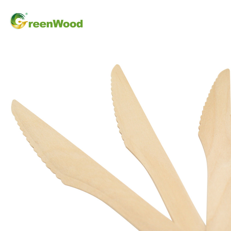 165mm Disposable Wooden Knife With Raised Handle | Natural Biodegradable Wooden Knife | Eco-friendly Compostable Knives