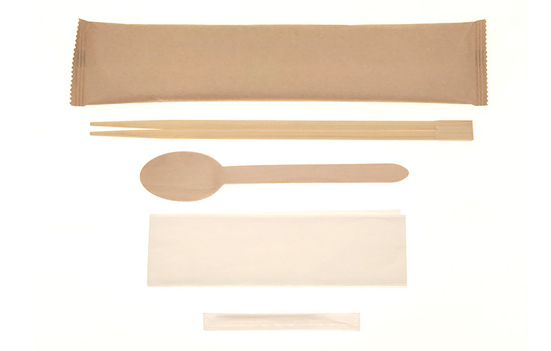 Disposable Bamboo Chopsticks and Wooden Spoon Toothpicks Set with Paper Bag For Fast food Restaurant