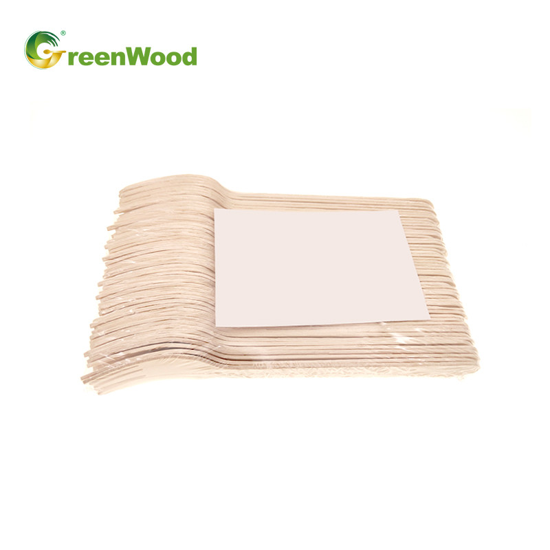 POF Skrinked Bag + Label Paper,Eco-Friendly Disposable Wooden Cutlery with POF Skrinked Bag Disposable Wooden Tableware
