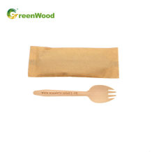 Birch Spork Material Disposable Wooden Spork for Party Used Single Wrapped Spork Paper Bag