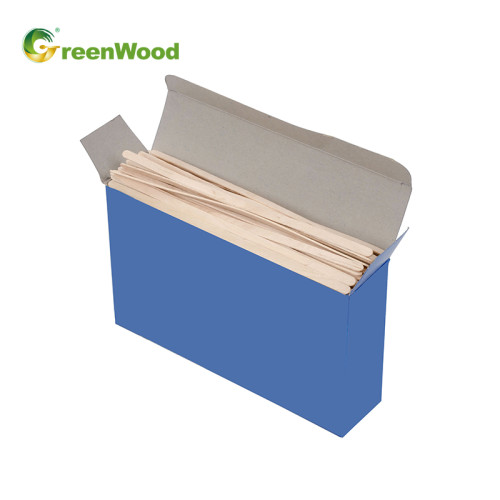 Eco-Friendly Disposable Wooden Coffee Stirrers with Box For Retail Packaging