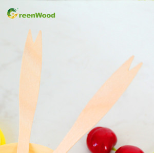 Одноразовая деревянная вилка для фруктов оптом - 140 мм