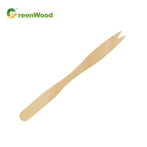 Venta al por mayor Tenedor de fruta de madera desechable - 140 mm