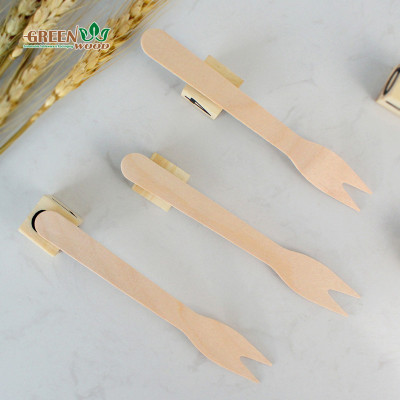 120mm - Wooden Fork Eco-Friendly Biodegradable Disposable Wooden Fruit Fork Sale by Bulk