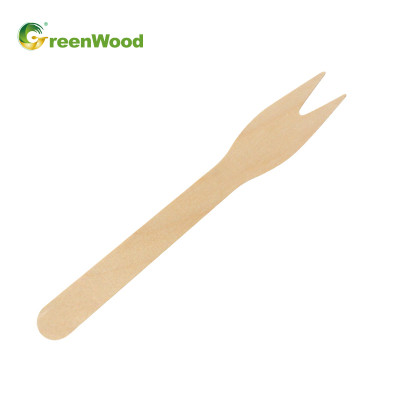 Garfo de frutas de madeira descartável biodegradável ecologicamente correto Venda a granel - 120 mm