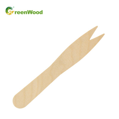 Одноразовая деревянная вилка для фруктов | Сбор фруктов - 95 мм