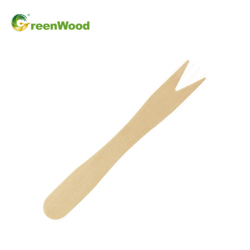 Tenedor de fruta de madera desechable compostable ecológico - 85 mm