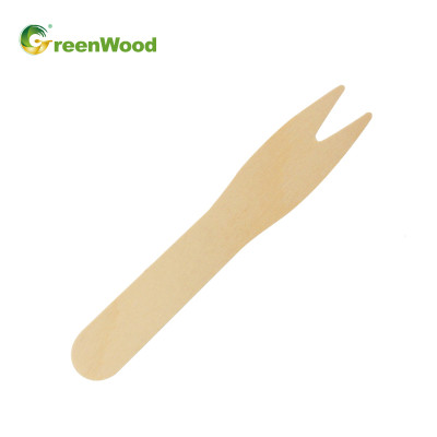 89mm - Wooden Fork Biodegradable Disposable Wooden Fruit Fork Wooden Food Picks Fork Wooden Cake Fork Wooden Chip Fork