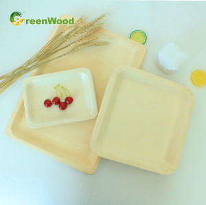Eco Friendly Disposable Wooden Plate Round Wooden Tray Square Wooden Dish