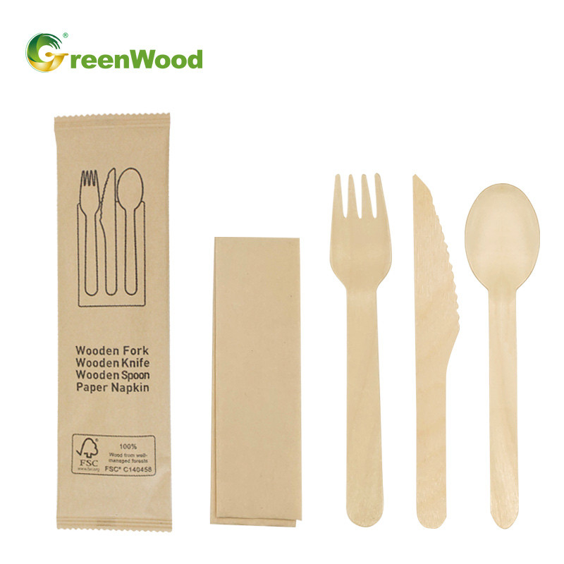 Wooden Tableware Set Disposable Wooden Cutlery Set For Food Catering