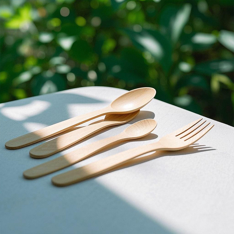 Wooden cutlery for EU single-use plastic ban compliance
