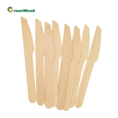 165mm Disposable Wooden Knife With Raised Handle | Natural Biodegradable Compostable Wooden Knife