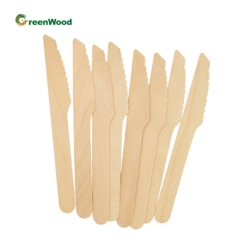 165mm Disposable Wooden Knife With Raised Handle | Natural Biodegradable Compostable Wooden Knife