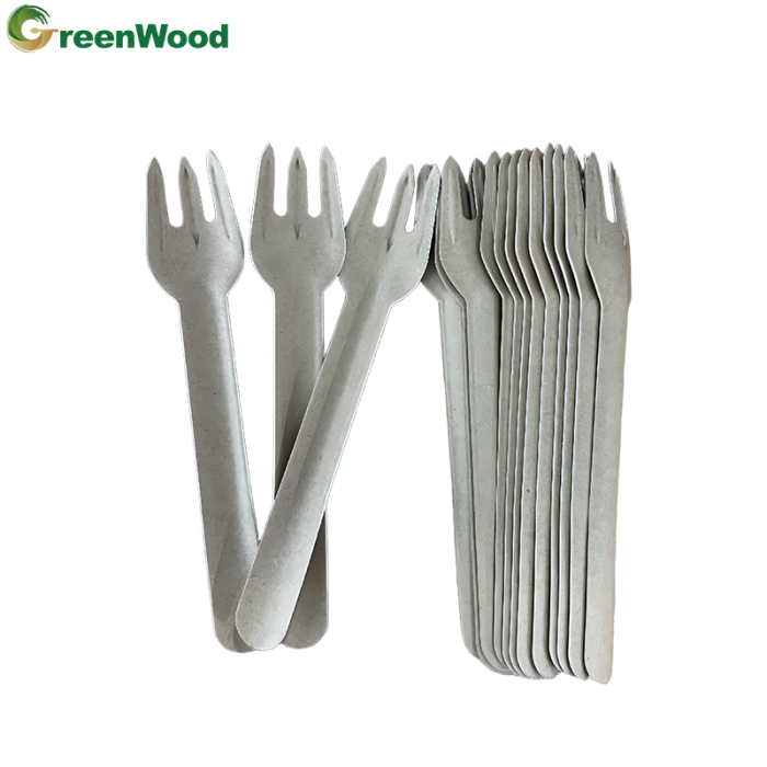Wholesale 100% paper Fork Compostable paper Cutlery Eco Friendly Fork Knife Spoon