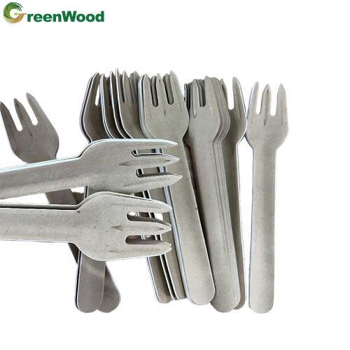 Wholesale 100% paper Fork Compostable paper Cutlery Eco Friendly Fork Knife Spoon