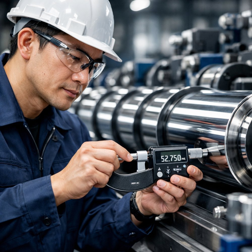 Metallurgical quality control inspection of hard-chrome plated rolls