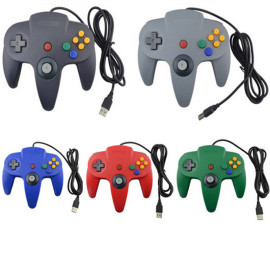 1.8m Wired Classic Controller N64 Retro USB Game Controller Gamepad Joystick para Windows PC / MAC / Raspberry Pi / Sega Genesis / Higan 5 colores