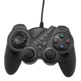 USB PC Ordinateur Vibration Choc Filaire Manette De Jeu Manette De Jeu Manette De Jeu (Noir)