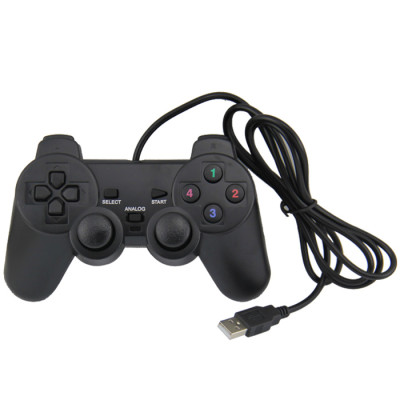 ゲームコントローラー、PC/コンピューター/ラップトップ用のデュアルショックジョイスティックゲームパッド付きUSB有線ジョイパッド