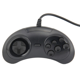 Controlador de mango Joypad USB de 6 botones con cable negro para SEGA Genesis MD2 SR