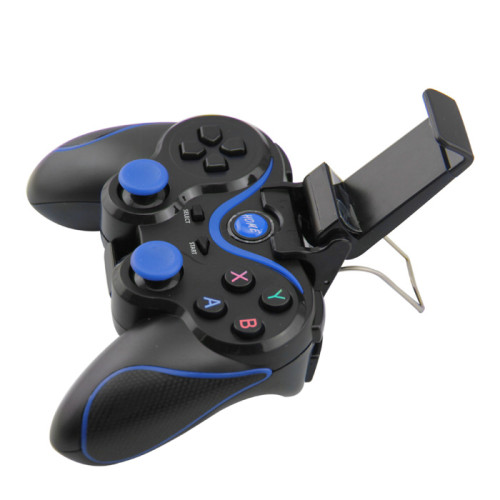 Controlador de juegos inalámbrico Bluetooth Gamepad con soporte para teléfono compatible con Android | PC con Windows | teléfono inteligente (azul)