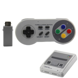 Controlador inalámbrico para Super NES Classic Edition y NES Classic Edition, HonWally 2.4GHz USB Game pad para PC, Raspberry PI (OS,Windows,Linux,Android) Doble adaptador inalámbrico (1 PAQUETE)