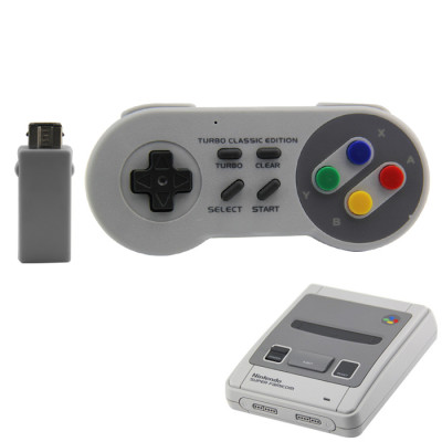 Kabelloser Controller für Super NES Classic Edition und NES Classic Edition, HonWally 2,4 GHz USB-Gamepad für PC, Raspberry PI (OS, Windows, Linux, Android) Doppelter Wireless-Adapter (1 PACK)