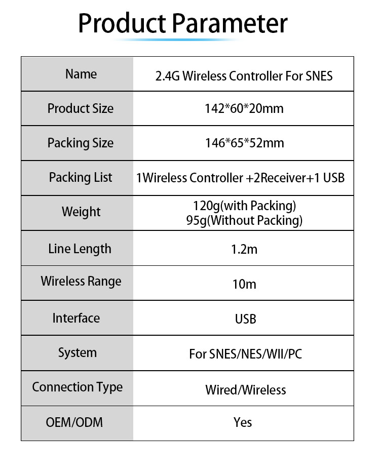 Controller wireless classico SNES, controller wireless classico per PC, supporto OEM e ODM