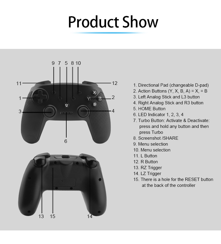Controlador inalámbrico de juegos para Nintendo Switch|PS3|PC|Android