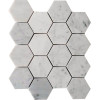3''x3'' Bianco White Carrara Hexagon Honed Marble Mosaic