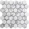 2''x 2''Bianco White Carrara Hexagon Polished Chiselled bush hammered Marble Mosaic