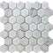 2''x 2 ''Bianco White Carrara and white glass Mix Hexagon Mosaic