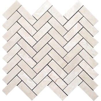 Crema Marfil Herringbone Marble Mosaic Tile,1x3 in. Polished