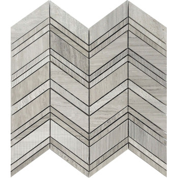 Chevron Pattern, Multi- finish Marble Mosaic Tile, Wooden Grain