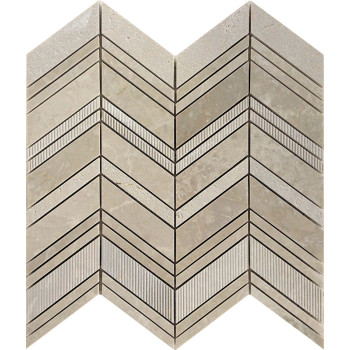 Chevron Pattern Marble Mosaic Tile, Crema Marfil