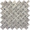 Wooden Gray Basketweave Marble Mosaic Tile, with blue grey Dots