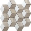 Illusion 3D  Marble Mosaic Tile, Thassos white&wooden grey&athens grey mix