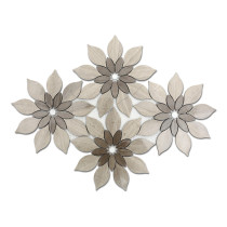 Athens gray and Wooden beige mix floral pattern Marble Mosaic Tile,Polished