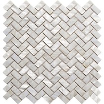 White Natural River shell Mosaic Tile,45 degree herringbone