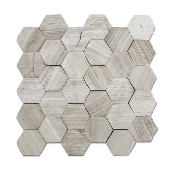 premium grade white Wood grain, hexgaon Marble Mosaic Tile,seamless