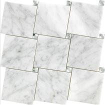 Interlocking White Carrara with Diamond Mirror glass Dots