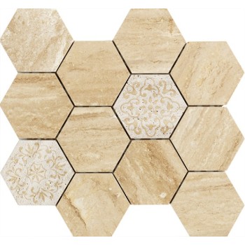 3''x 3'' Travertine Hexagon Marble Mosaic