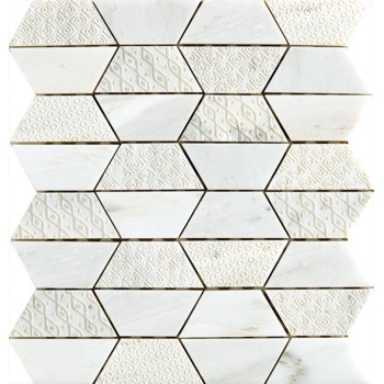 Trapezoidal Marble mosaic tile, Oriental White Marble with Texture