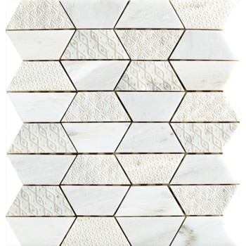 Trapezoidal Marble mosaic tile,  Oriental White Marble with Texture