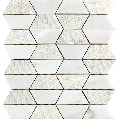 Trapezoidal Marble mosaic tile,  Oriental White Marble with Texture